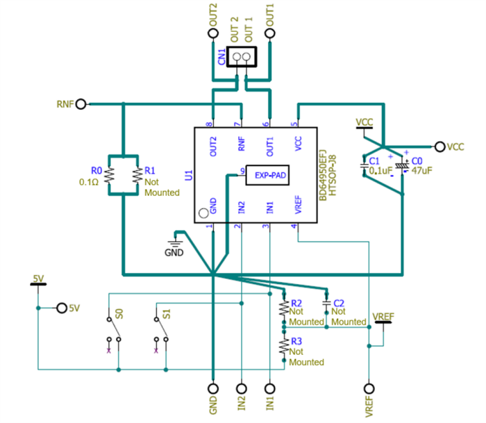Applikations-Schaltungsdiagramm - ROHM Semiconductor BD64950EFJ-EVK-001 Evaluierungsboard